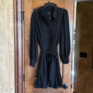 Gorgeous brand new black size 16 long sleeve tie waist tiered pleated dress